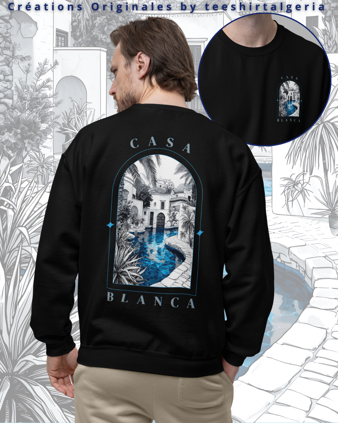 Sweat CASA MONOCHROME BLEU